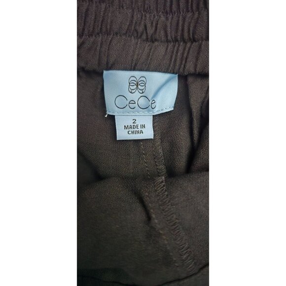 CeCe Black High-Waisted Tie-Front Shorts Womens Size 2 Lightweight & Stylish - Picture 2 of 3